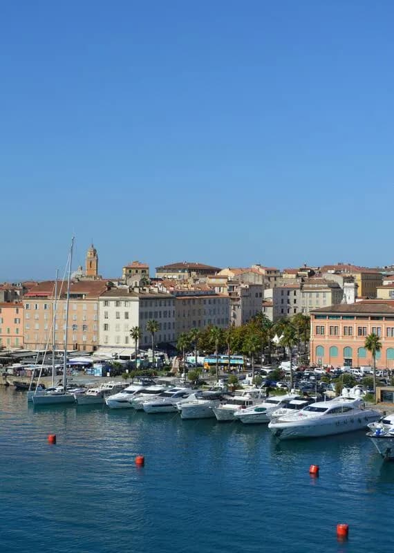 Yachts moored in the harbour at Ajaccio, Corsica